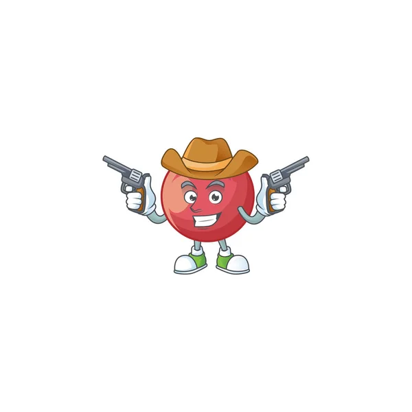 Cowboy pomme de velours frais en mascotte de dessin animé — Image vectorielle