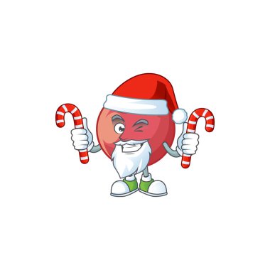 Beyaz arka plan üzerinde şeker kadife elma maskotu ile Santa.