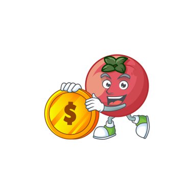 Beyaz arka planda sikke kadife elma maskotu getirin.