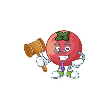 Beyaz arka planda Yargıç kadife elma maskotu.