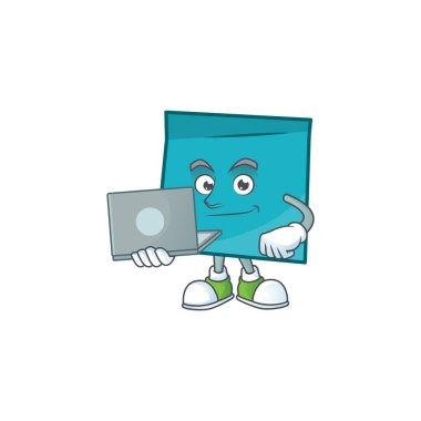 Iş için dizüstü dikdörtgen etiket kağıt karikatür ile.