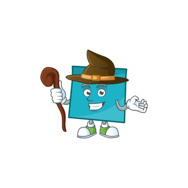 Beyaz arka plan üzerinde cadı mavi dikdörtgen etiket kağıt.