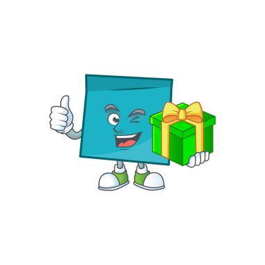 Beyaz arka plan üzerinde hediye mavi dikdörtgen etiket kağıt ile.