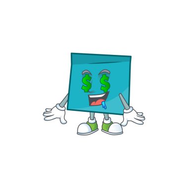 Karikatür karakteri Para göz dikdörtgen etiket kağıt