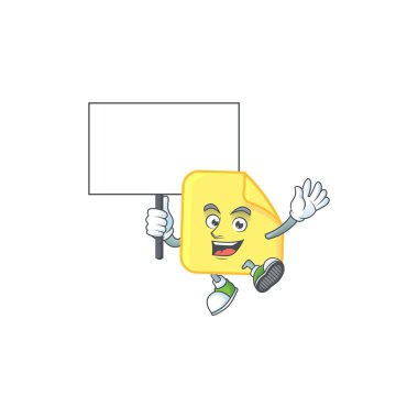 Maskot ile kurulu yuvarlak etiket kağıt karikatür getir