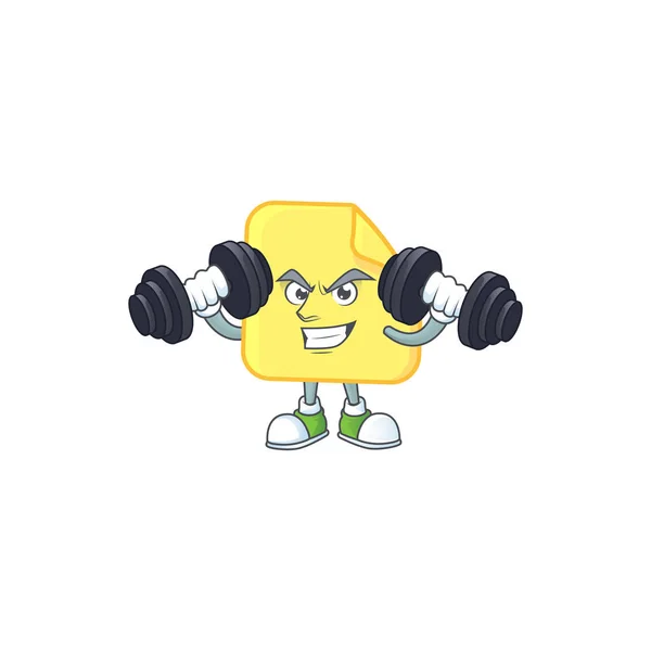 Fitness papel autocolante arredondado desenhos animados com mascote — Vetor de Stock