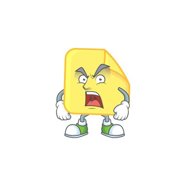 Kızgın yuvarlak etiket kağıt çizgi film karakter tarzı.