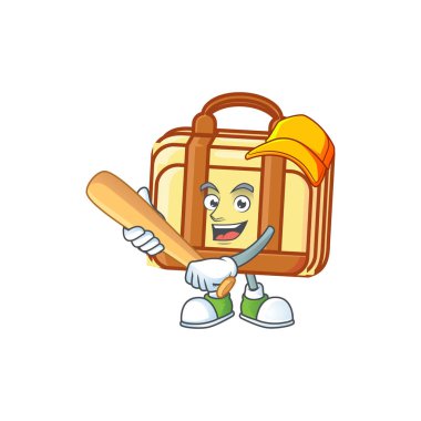 Malzeme çalışması için beyzbol iş bavul karikatür oynamak