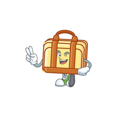 Ekipman ofisi için iki parmak iş bavul karikatür.