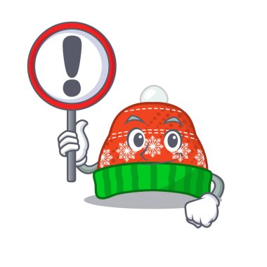 Karakter izole işareti kış şapka ile