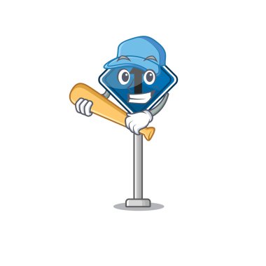 Çizgi film ile izole düz ileri beyzbol oynamak