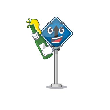 Çizgi film sandalye üzerinde düz ileride bira oyuncak ile