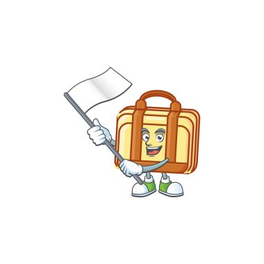 Beyaz arka planda bayrak çalışması bavul karakteri ile