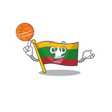 Basketbol bayrağı myanmar maskotu izole ile