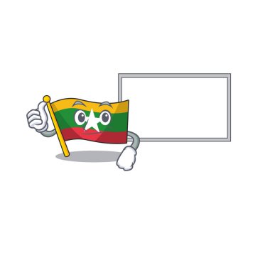 Maskot izole kurulu bayrağı myanmar ile Thumbs up