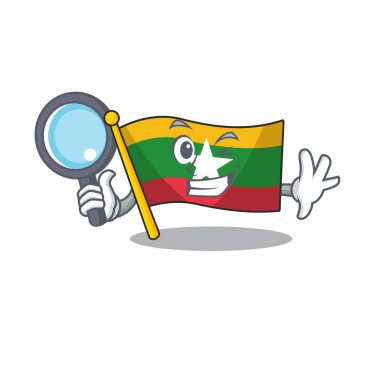 Dedektif bayrak Myanmar karikatür kutup kaldırıldı