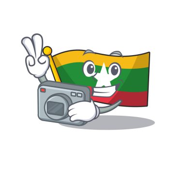 Fotoğrafçı Bayrak myanmar karakteri karikatür şeklinde