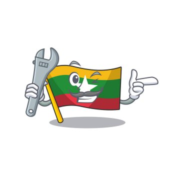 Mekanik bayrak myanmar karakter çekmecesinde katlanmış