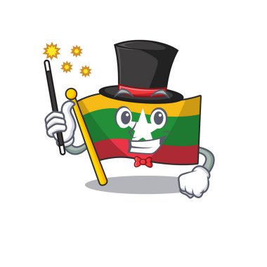 Sihirbaz bayrak myanmar karakter çekmecesinde katlanmış