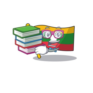 Kitap bayrağı myanmar ile öğrenci karakter çekmecesinde katlanmış