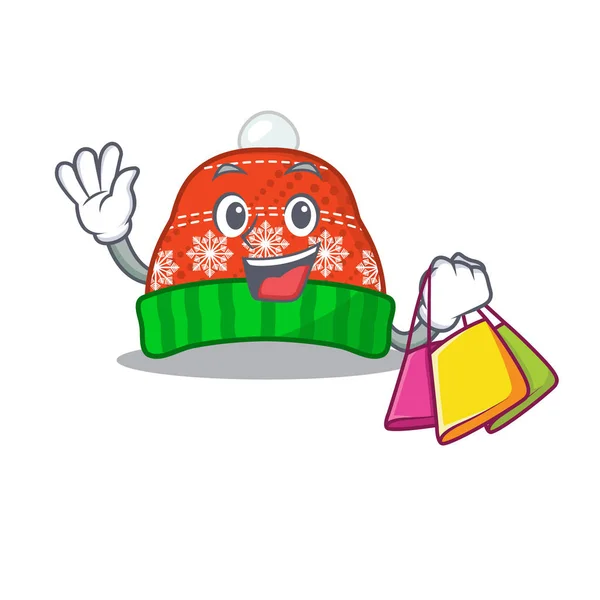 Shopping chapeau d'hiver en forme de mascotte — Image vectorielle