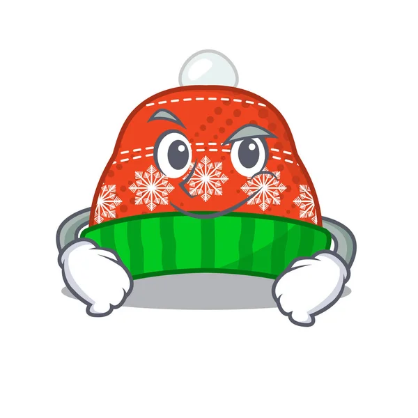 Sombrero de invierno sonriente en forma de mascota — Vector de stock