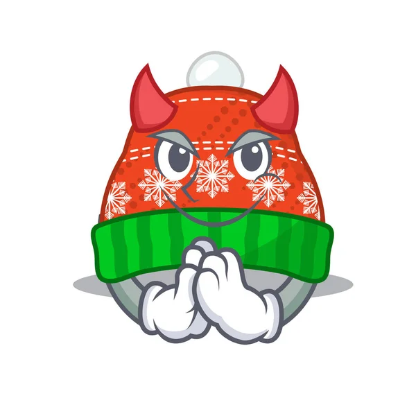 Sombrero de invierno diablo en una bolsa de dibujos animados — Vector de stock