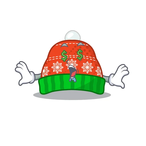 Argent oeil chapeau d'hiver mis dans le placard de dessin animé — Image vectorielle