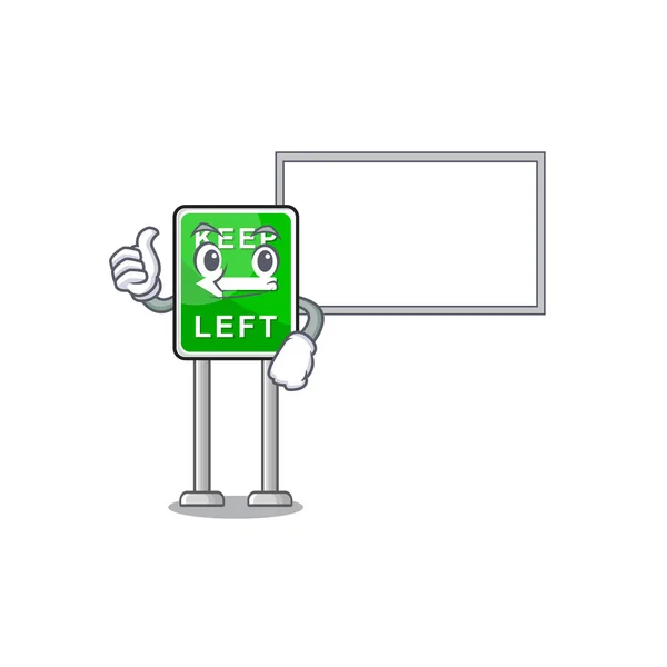 拇指向板保持左吉祥物形状字符 — 图库矢量图片