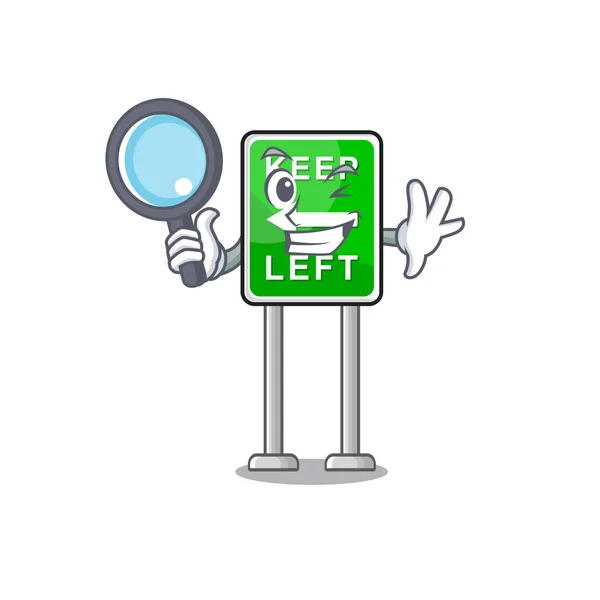 Detective Keep left cartoon isolated the mascot — Stock Vector