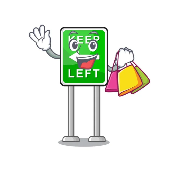 Shopping Keep left cartoon isolated the mascot — Stock Vector