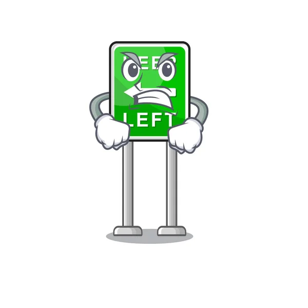 Angry keep left on side mascot road — Stock Vector
