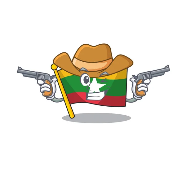 Bandera de vaquero myanmar aislada en la mascota — Vector de stock