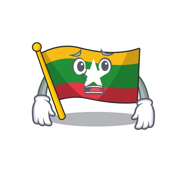 Rädd flagga Myanmar karaktär formad på Cartoon — Stock vektor