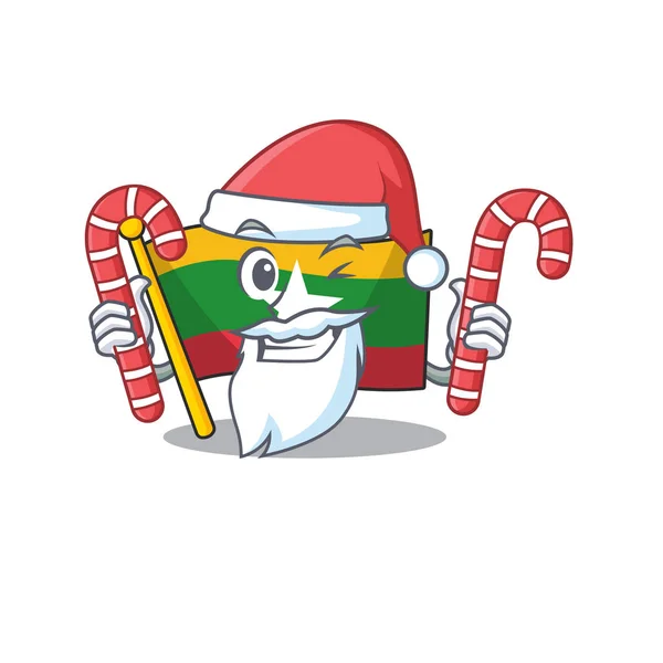 Санта с флагом конфет Мьянма сложена в ящике персонажа — стоковый вектор