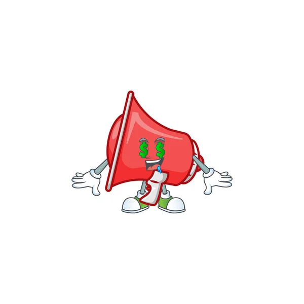 Haut-parleur oeil d'argent rouge avec style de mascotte de dessin animé — Image vectorielle