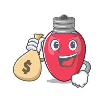 Para çantası noel ışıkları karikatür izole ile