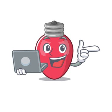 Karikatür izole dizüstü noel ışıkları ile