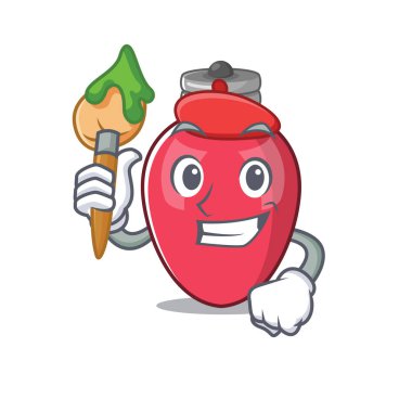 Karikatür izole Sanatçı noel ışıkları