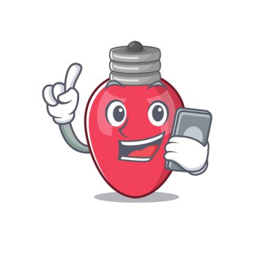 Karikatür izole telefon noel ışıkları ile