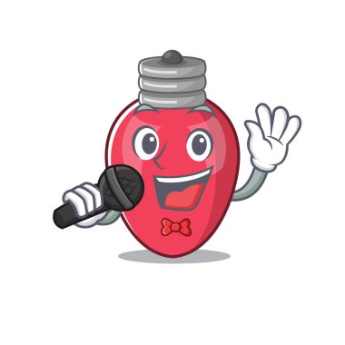 Maskot masasında Noel ışıkları Singing