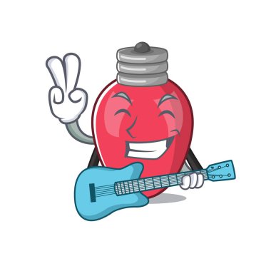 Maskot masasında gitar Noel ışıkları ile