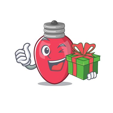 Maskot masasında hediye Noel ışıkları ile