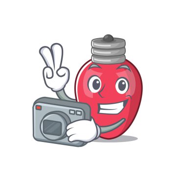 Maskot masasında Fotoğrafçı Noel ışıkları