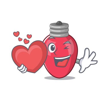 Maskot masasında kalp Noel ışıkları ile