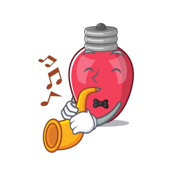 Maskot masasında trompet Noel ışıkları ile