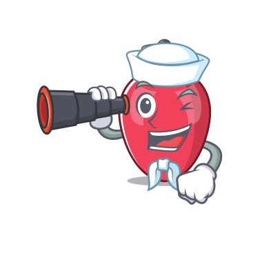 Maskot masasında dürbün Noel ışıkları ile Denizci