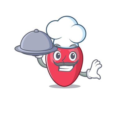 Maskot masada gıda Noel ışıkları ile Şef