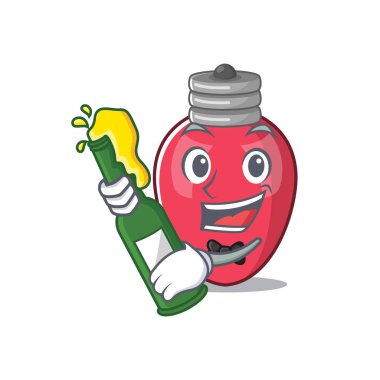 Karikatür duvara karşı bira noel ışıkları ile