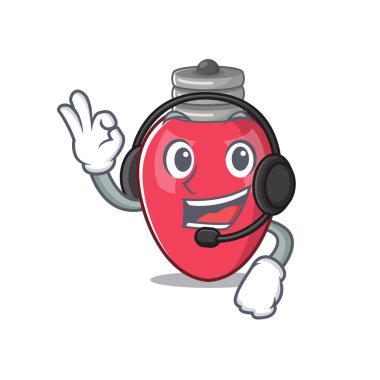 Karikatür duvara karşı kulaklık noel ışıkları ile